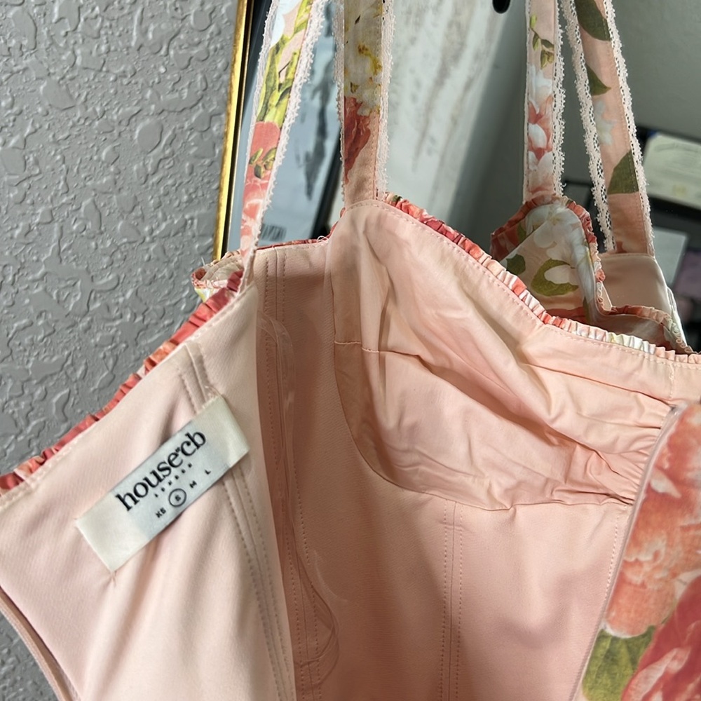 House of CB 'Rosalee' Pink Peony Print Cotton Bustier Sundress NWOT - Picture 8 of 8